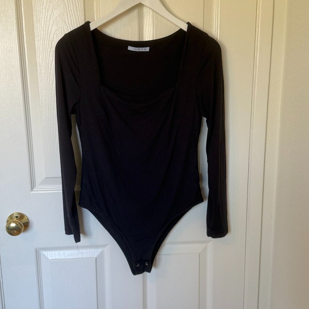 Square Neck Black Body Suit